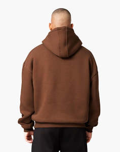 Sweat-shirt à capuche oversize marron café de luxe en molleton de coton épais, style streetwear, marque privée OEM ODM - Product Image 2