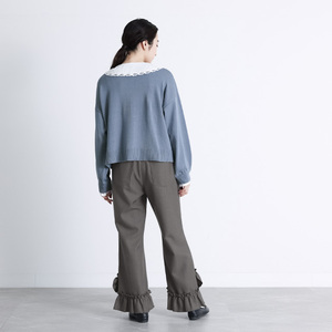 เสื้อถักผู้หญิงเก๋ไก๋ย้อนยุคดีไซน์คลาสสิกเรียบง่ายพร้อมลูกไม้ลำลองขนาดพิเศษ S M L XL 3L 10S 20S 30S 40S 50S 60S - Product Image 4