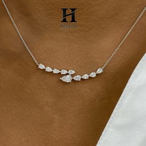 Collar de Diamantes de Corte Pera Asimétrico de Lujo, Plata de Ley 925, Colgante de Racimo, Joyería Nupcial para Mujer - Product Image 6