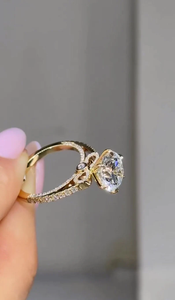Anillo de cóctel Hiphop chapado en oro de 18 quilates con diamantes de laboratorio en engaste pavé, forma de flor, certificado IGI, banda de boda glamurosa para mujer - Product Image 2
