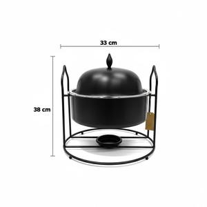 Recipiente para Buffet de Acero Inoxidable con Tapa y Portavelas, Calentador de Alimentos Redondo para Catering, Bodas, Fiestas y Eventos - Product Image 6