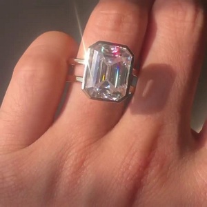 Premium <b>Silver</b> Moissanite Bridal Engagement <b>Ring</b> Luxury Wedding Jewelry with Brilliant Pear Cut VVS Stone Hip Hop Style Unisex - Product Image 1