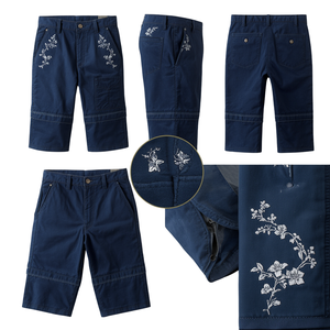 Pantalones Cortos de Gamuza Bordados Azul Marino para Hombre, Estilo Casual Premium, OEM ODM - Product Image 3