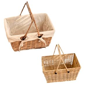 Cesta de Almacenamiento de Mimbre Ecológica, Cesta de Mimbre Rústica con Marco, Forro de Algodón, Asas para Picnic y Almacenamiento en la Cocina - Product Image 1