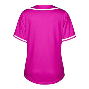 เสื้อเบสบอลสีชมพูสำหรับผู้หญิงขายดี เสื้อเจอร์ซีย์ซอฟต์บอลแบบติดกระดุม แขนสั้น สไตล์ฮิปฮอป เสื้อผ้ากีฬา - Product Image 3