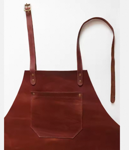 Vintage Style Genuine Leather <b>Apron</b> Multi-Pocket <b>BBQ</b> Cooking Welding Workshop <b>Apron</b> Premium Genuine Leather Adjustable Strap - Product Image 2