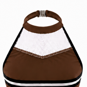 Haut court de cheerleading sans manches marron foncé, blanc et noir pour femmes et filles – Idéal pour l'entraînement et les performances athlétiques en équipe - Product Image 4
