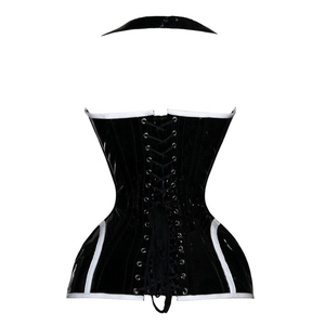 Sexy Black Leather <b>Underbust</b> Corset Women Steel Boned Waist Cincher Shapewear - Product Image 4
