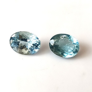 Fantástica Aguamarina Natural Santa María Calibrada de 7x9 mm, Corte Ovalado, 3.35 Quilates, Facetada, 2 Piezas, Gema Suelta para Joyería - Product Image 1