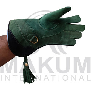 Guantes de cetrería de cuero hasta la muñeca, hechos a mano, de piel de vaca, clásicos, para deportes al aire libre, duraderos para las cuatro estaciones - Product Image 4
