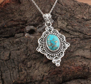 Colgante de Plata de Ley 925 con Baño de Platino Azul Natural, Gema Rectangular Vintage con Efecto Druzy, Joyería, Regalo de Aniversario - Product Image 6