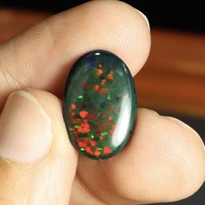 Opale noire naturelle, cabochon ovale poli, 8,25 carats, motif nid d'abeille, multicolore, pierre précieuse en vrac - Product Image 1