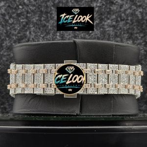 นาฬิกาข้อมือกลไก Ice Look ประดับเพชร สายสองสี หรูหรา แฟชั่น เครื่องประดับ - Product Image 3