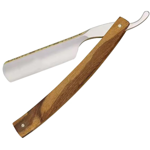 Lame de rasoir droite en acier inoxydable de haute qualité ZH INTERNATIONAL avec manche en bois, outil de rasage manuel pour barbier à lame unique - Product Image 5