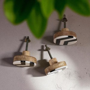 Wood & Resin <b>Door</b> <b>Knobs</b> for Interior <b>Doors</b> Customizable Modern Natural Wood Color and <b>White</b> Resin <b>Knob</b> on Drawers - Product Image 3