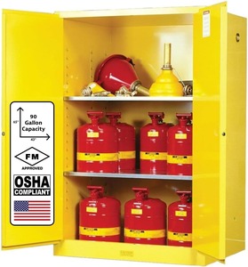 Manual Close Flammable <b>Storage</b> <b>Cabinet</b>, 18 Gauge Steel, 2 Shelves, 2 Door Fire <b>Cabinet</b> - Product Image 1