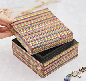 Large Rustic <b>Wood</b> Storage Container With Hinged Lid and Front Clasp Classic Rectangle Design from India - Product Image 1