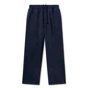 Pantalon de jogging décontracté en coton bleu marine pour homme, taille élastique avec cordon de serrage, respirant, coupe mi-lourde pour l'automne - Product Image 1