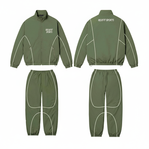 Rexfit Sports Private Label Mens Nylon Sports Tracksuit Reflective <b>Jacket</b> <b>Short</b> Set Tracksuit Set Wholesale - Product Image 1