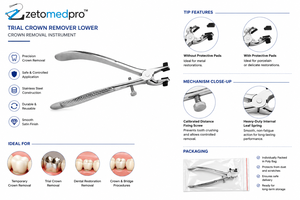 Outil de retrait de couronnes dentaires et tampons de remplacement en acier inoxydable, instrument de retrait de couronnes OEM Zetomed Pro - Product Image 5