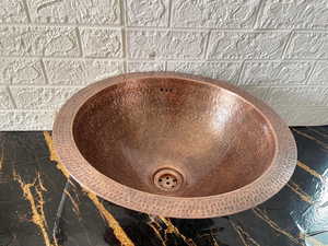 Lavabo de baño de cobre cepillado hecho a medida, lavabo de cobre para empotrar, lavabo de baño de cobre hecho a mano, lavabo rústico de lujo. - Product Image 5