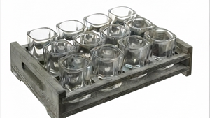 Elegant Wooden Shot Glass Holder Rectangular Rustic Style <b>Storage</b> <b>Rack</b> For Kitchen Tableware Durable Single Tier Design - Product Image 2