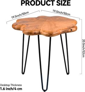 Live Edge Side <b>Table</b>, Wood <b>Small</b> End <b>Table</b> with Waterproof, Rustic Accent <b>Table</b> Unique for Living Room, Bedroom, Home, Freeform - Product Image 3