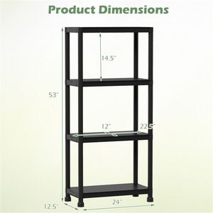 Scaffale di Stoccaggio per Garage a 4 Ripiani in Materiale PP Nero, Capacità 100 Libbre per Ripiano, Montaggio Senza Attrezzi - Product Image 4