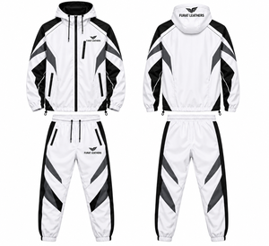 <b>White</b> Black Solid Men's Windbreaker Tracksuit Set/Cotton Eco-Friendly Winter <b>2</b>-<b>Piece</b> Set Quick-Dry Breathable Red - Product Image 1