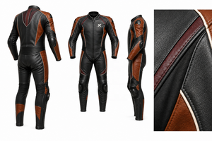 Traje de Motocicleta de Cuero de una Pieza Modern Heritage |   Marrón Negro |   Fabricante OEM ODM |   Diseño de Calidad Premium |   Ropa de Carreras - Product Image 6