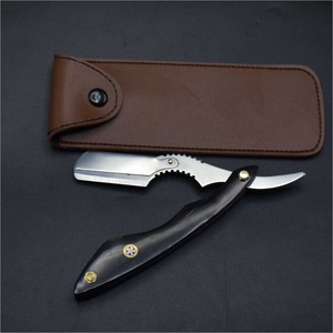 มีดโกนหนวดตรงทำมือจากสแตนเลสสำหรับร้านตัดผมมืออาชีพ พร้อมด้ามจับทำจากเขาแกะ - Product Image 3