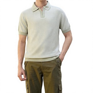 Polo en maille jacquard 100 % coton personnalisé avec logo et marque privée pour homme, idéal pour l'été, coupe oversize à manches courtes - Product Image 4