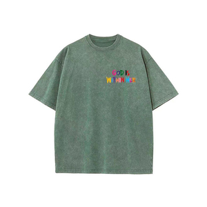 เสื้อยืดโอเวอร์ไซส์สไตล์ไฮสตรีทสำหรับผู้ชาย ผ้าฝ้าย 100% เป็นมิตรกับสิ่งแวดล้อม เนื้อผ้าหนา 300 กรัม แบบเรียบ ไม่เป็นขุย ระบายอากาศได้ดี - Product Image 4