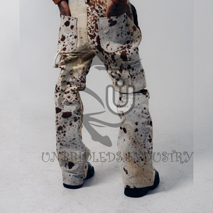 กางเกงหนังวัวแบบสองชั้น สีแทนขาว - Product Image 5