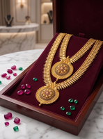 Collier pendentif Divyoro Orissa Grand Filigree Medallion Haram en alliage de cuivre plaqué or 24 carats pour femme, chaîne à perles classique pour mariage