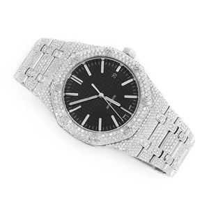 Iced Out Moissanite <b>Watch</b> VVS Diamond Hip Hop Modern Model <b>Men</b> Stainless Steel <b>Quartz</b> 20mm Band Glass Dial - Product Image 3
