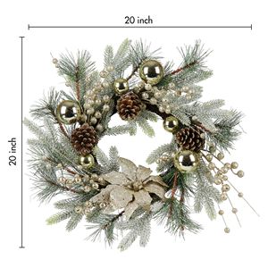 Corona Navideña de 20 Pulgadas con Luces Cálidas, Decoración para Puerta, Guirnalda Festiva para Entrada - Product Image 6