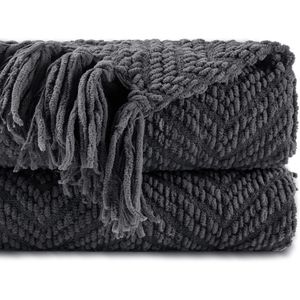 Dark Grey 50 X 60 Inch Super Soft Warm <b>Knit</b> <b>Throw</b> Blanket for Couch and Chair Versatile 50 X 60 Inch Charcoal Blanket w - Product Image 5