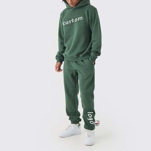 Chándal Ligero al por Mayor con Capucha Verde Personalizado, Manga Larga, 100% Algodón, Estampado de Letras, Unisex, Ropa Casual de Otoño - Product Image 1