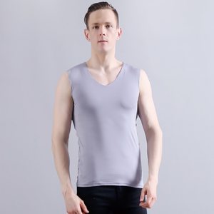 เสื้อกล้ามกีฬาผู้ชายสีพื้นสไตล์วินเทจขายส่ง ผ้าถัก 95% โพลีเอสเตอร์ 5% สแปนเด็กซ์ แห้งเร็ว ระบายอากาศได้ดี ทรงเข้ารูป - Product Image 4