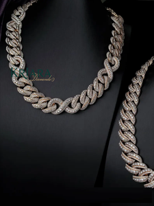 Men's Rhodium Plated S925 <b>Silver</b> <b>Snake</b> <b>Chain</b> Necklace With Moissanite Prong Setting Hiphop Style Everyday Wear - Product Image 2