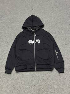 Custom Oversized Full <b>Zip</b> Hoodie Men Distressed Patchwork Streetwear Hoodie Heavyweight Cotton Gothic <b>Zip</b> <b>Up</b> <b>Jacket</b> - Product Image 1