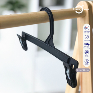 Lot de 10 cintres en plastique de 10 pouces avec pinces et patins en caoutchouc antidérapants pour l'organisation du placard - Product Image 4