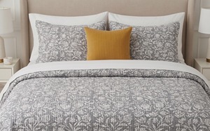 TheFabira Hand Block Print Cotton Kantha <b>Quilt</b> Indian Handmade Reversible <b>Bedspread</b> Floral Design Eco-Friendly Modern Style - Product Image 2