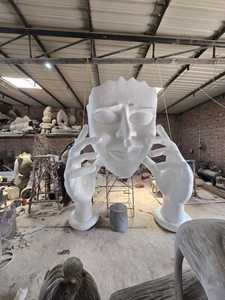 Contemporary Modern Handmade FRP Sculpture <b>Figure</b> Artistic Hand Holding Face Floor Mount Outdoor Decor for Diwali Resorts - Product Image 3