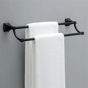 Porte-serviettes mural à double niveau en acier inoxydable, rangement minimaliste pour salle de bain avec crochets pour serviettes et accessoires - Product Image 2