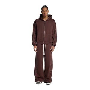 Breathable Cotton Blend Sweatsuit Set for Men and <b>Teens</b> Rhinestone Print Tracksuit 100% Cotton Lightweight Anti-Wrinkle Oversize - Product Image 1