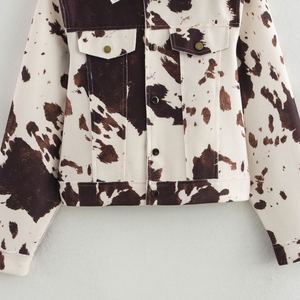 เสื้อแจ็คเก็ตหนังวัวแท้สำหรับผู้หญิง ตกแต่งด้วยผ้าคอร์ดูรอย บุด้วยผ้าฝ้าย ดีไซน์แบบทอ สามารถปรับแต่งสีและโลโก้ได้ - Product Image 5