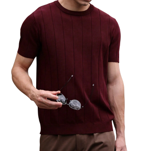 เสื้อเชิ้ตแขนสั้นผู้ชาย คอโอ ทรงลำลอง ผ้าถักริบ ระบายอากาศ แห้งเร็ว ยืดหยุ่น นุ่ม สบาย เหมาะสำหรับฤดูร้อน - Product Image 1