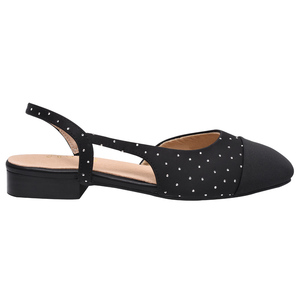 Ann'S Women Rhinestone Mesh Slingback <b>Flats</b> Square Toe Dress Black Shoes with Arch Support Padded Heel Cushion All Seasons - Product Image 2